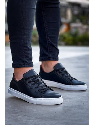 Kuback KB-122 Siyah Cilt Yüksek Taban Bağcıklı Günlük Erkek Ayakkabı