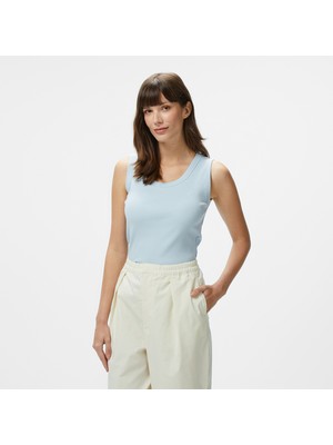 Nautica Kadın Mavi Slim Fit Kolsuz T-Shirt 35V422T.45K