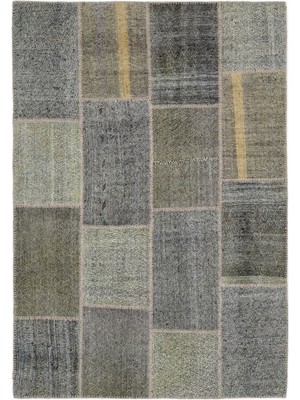 Bespoky Gri Yama Patchwork Soyut Halı | Salon Yatak Odası Halısı | UNİQUE-1202