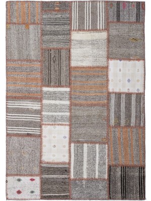 Teselya Kahverengi Çizgili Etnik Modern Desenli Yün Hav Toz Vermez Leke Tutmayan Salon Yolluk Mutfak El Dokuma Halı