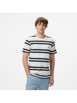 Nautica Erkek Krem Regular Fit Çizgili T-Shirt V55245T.1MA