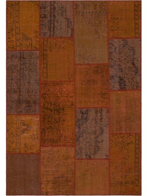 Iskece Kahverengi Eskitme Etnik Modern Desenli Yün Hav Toz Vermez Leke Tutmayan Salon Yolluk Mutfak El Dokuma Halı