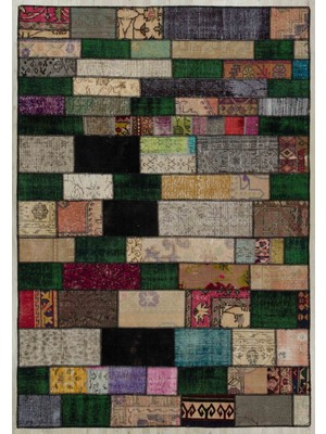 Bej Patchwork Etnik Modern Desenli Yün Hav Toz Vermez Leke Tutmayan Salon Yolluk Mutfak El Dokuma Halı