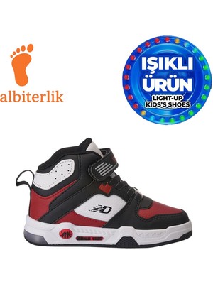 Albishoes Unisex Erkek Kız Çocuk Basket Boğazlı Cırtlı 4 Mevsim Işıklı Kışlık Çocuk Spor Ayakkabı