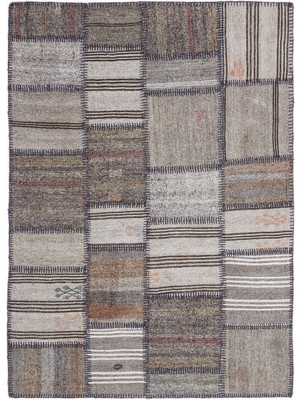 Teselya Bej Çizgili Etnik Modern Desenli Yün Hav Toz Vermez Leke Tutmayan Salon Yolluk Mutfak El Dokuma Halı