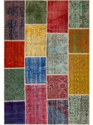 Bespoky 160x230 cm Bej Çok renkli Patchwork Karışık Halı | Salon Yatak Odası Halısı | UNİQUE-36917