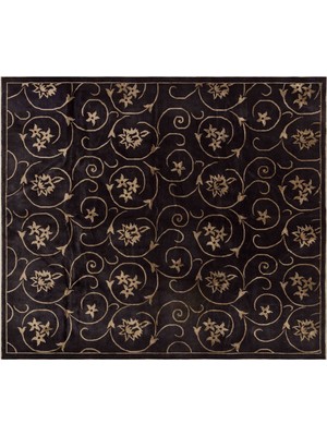 Kahverengi Patchwork Etnik Modern Desenli Yün Hav Toz Vermez Leke Tutmayan Salon Yolluk Mutfak El Dokuma Halı