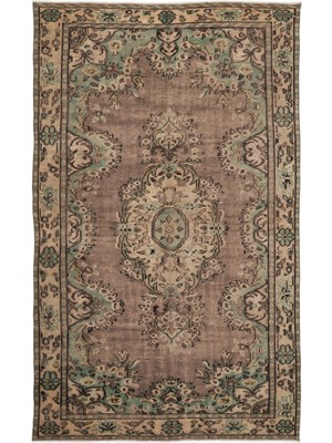 Bespoky 184x304 cm Bej Açık kahverengi Geleneksel Vintage Oryantal Çiçekli Halı | Salon Yatak Odası Halısı | UNİQUE-12709