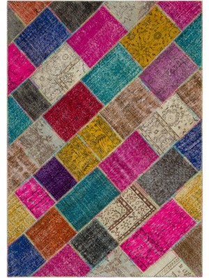 Bespoky 160x230 cm Bej Çok renkli Yama işi Patchwork Çeşitli Halı | Salon Yatak Odası Halısı | UNİQUE-22065