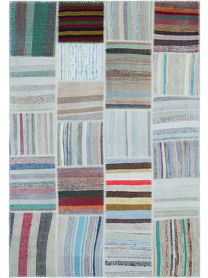 Teselya Bej Çizgili Etnik Modern Desenli Yün Hav Toz Vermez Leke Tutmayan Salon Yolluk Mutfak El Dokuma Halı