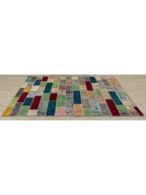 Bej Patchwork Etnik Modern Desenli Yün Hav Toz Vermez Leke Tutmayan Salon Yolluk Mutfak El Dokuma Halı