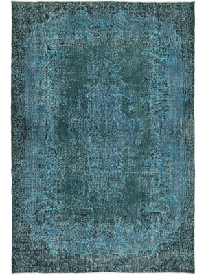 Epir Turkuaz Eskitme Yün Modern Desenli Yün Hav Toz Vermez Leke Tutmayan Salon Yolluk Mutfak El Dokuma Halı