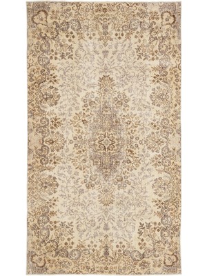 Bespoky 163x289 cm Bej Klasik Yün Halı | Salon Yatak Odası Halısı | %100 Doğal Yün El Yapımı El Dokuma | UNİQUE-17002