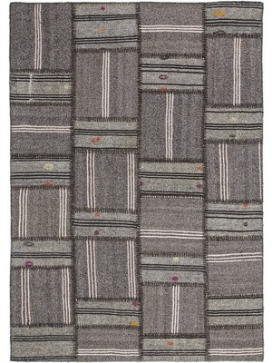 Teselya Kahverengi Çizgili Etnik Modern Desenli Yün Hav Toz Vermez Leke Tutmayan Salon Yolluk Mutfak El Dokuma Halı