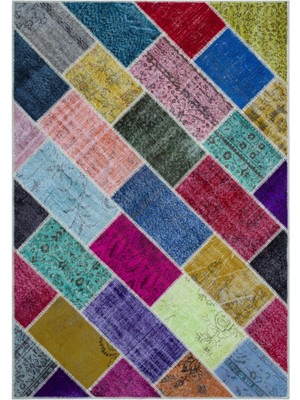 Iskece Bej Patchwork Etnik Modern Desenli Yün Hav Toz Vermez Leke Tutmayan Salon Yolluk Mutfak El Dokuma Halı