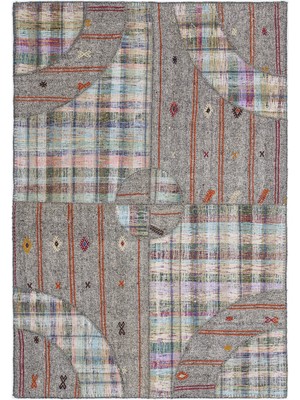 Teselya Bej Çizgili Etnik Modern Desenli Yün Hav Toz Vermez Leke Tutmayan Salon Yolluk Mutfak El Dokuma Halı