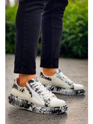 Kb-02 Bağcıklı Crocodile Beyaz Siyah Günlük Erkek Ayakkabı