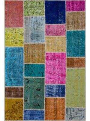 Iskece Bej Patchwork Etnik Modern Desenli Yün Hav Toz Vermez Leke Tutmayan Salon Yolluk Mutfak El Dokuma Halı