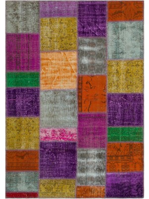 Iskece Bej Patchwork Etnik Modern Desenli Yün Hav Toz Vermez Leke Tutmayan Salon Yolluk Mutfak El Dokuma Halı