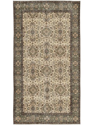 Bespoky 132x242 cm Kahverengi Bej Klasik Vintage Bitkisel Halı | Salon Yatak Odası Halısı | UNİQUE-12716