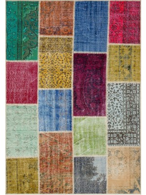 Iskece Bej Patchwork Etnik Modern Desenli Yün Hav Toz Vermez Leke Tutmayan Salon Yolluk Mutfak El Dokuma Halı