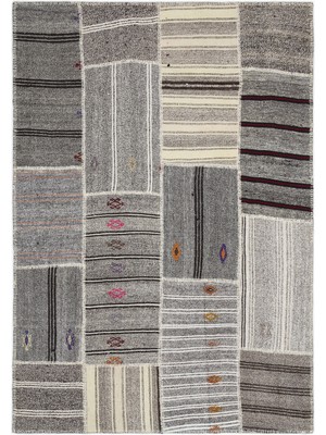 Teselya Bej Çizgili Etnik Modern Desenli Yün Hav Toz Vermez Leke Tutmayan Salon Yolluk Mutfak El Dokuma Halı