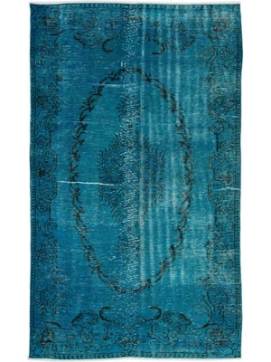 Bespoky 151x251 cm Çok Renkli Turkuaz Madalyonlu Vintage Bitkisel Halı | Salon Yatak Odası Halısı | UNİQUE-14462