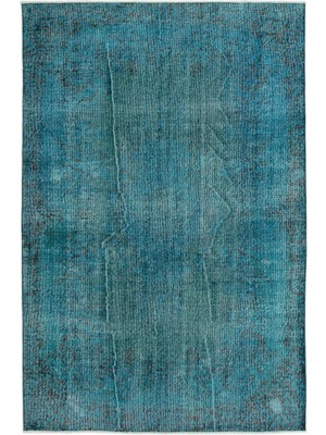 Bespoky 169x262 cm Kırmızı Turkuaz Eskitme Vintage Soyut Halı | Salon Yatak Odası Halısı | UNİQUE-14987