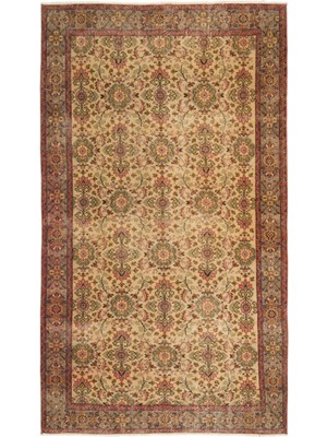 Bespoky 163x289 cm Bej Klasik Yün Halı | Salon Yatak Odası Halısı | %100 Doğal Yün El Yapımı El Dokuma | UNİQUE-17090