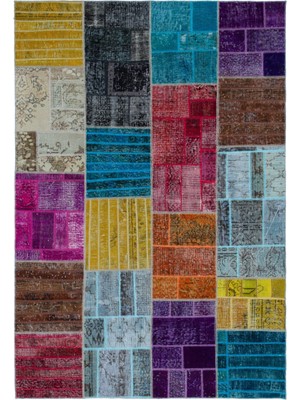 Bespoky Çok renkli Yama işi Patchwork Çeşitli Halı | Salon Yatak Odası Halısı | UNİQUE-24857