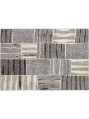 Kahverengi Patchwork Etnik Modern Desenli Yün Hav Toz Vermez Leke Tutmayan Salon Yolluk Mutfak El Dokuma Halı