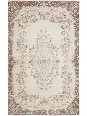 Bespoky 184x292 cm Çok Renkli Krem Oryantal Vintage Çiçekli Halı | Salon Yatak Odası Halısı | UNİQUE-15851