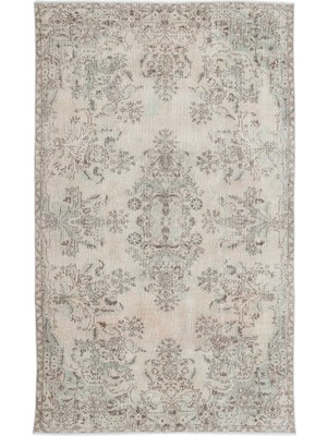 Bespoky 168x281 cm Bej Geleneksel Vintage Çiçekli Halı | Salon Yatak Odası Halısı | UNİQUE-16185