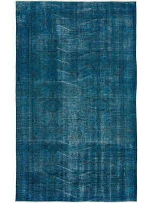 Atina Turkuaz Eskitme Yün Modern Desenli Yün Hav Toz Vermez Leke Tutmayan Salon Yolluk Mutfak El Dokuma Halı