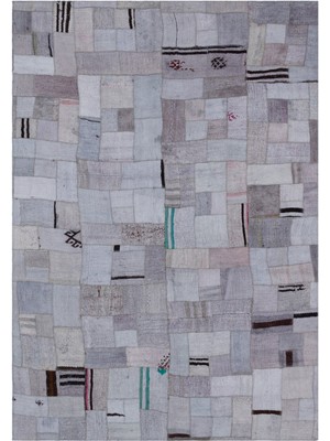 Teselya Mor Patchwork Etnik Modern Desenli Yün Hav Toz Vermez Leke Tutmayan Salon Yolluk Mutfak El Dokuma Halı