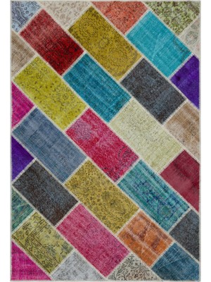 Iskece Bej Patchwork Etnik Modern Desenli Yün Hav Toz Vermez Leke Tutmayan Salon Yolluk Mutfak El Dokuma Halı