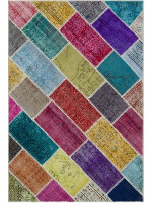 Iskece Bej Patchwork Etnik Modern Desenli Yün Hav Toz Vermez Leke Tutmayan Salon Yolluk Mutfak El Dokuma Halı