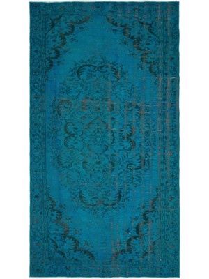 Bespoky 163x298 cm Çok Renkli Turkuaz Geleneksel Vintage Bitkisel Halı | Salon Yatak Odası Halısı | UNİQUE-18947
