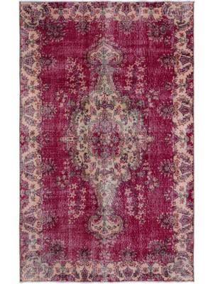 Bespoky 153x251 cm Bej Bordo Geleneksel Medalyonlu Halı | Salon Yatak Odası Halısı | UNİQUE-17996