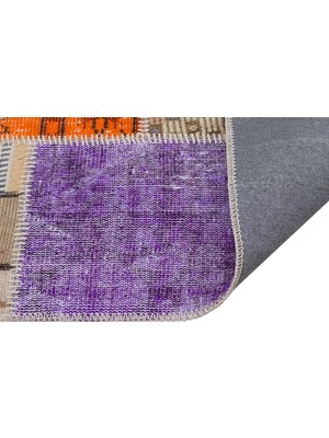 Bej Patchwork Etnik Modern Desenli Yün Hav Toz Vermez Leke Tutmayan Salon Yolluk Mutfak El Dokuma Halı