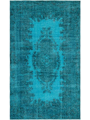 Atina Mavi Eskitme Yün Modern Desenli Yün Hav Toz Vermez Leke Tutmayan Salon Yolluk Mutfak El Dokuma Halı