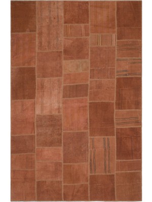 Bespoky 197x303 cm Çok Renkli Terracotta Yama Bohem Desensiz Halı | Salon Yatak Odası Halısı | UNİQUE-22473