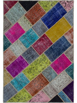 Iskece Bej Patchwork Etnik Modern Desenli Yün Hav Toz Vermez Leke Tutmayan Salon Yolluk Mutfak El Dokuma Halı