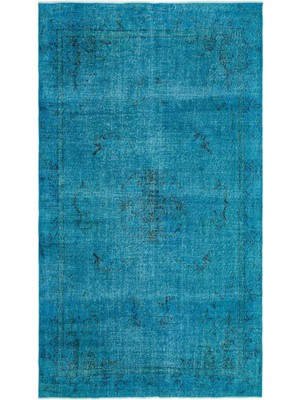 Atina Turkuaz Eskitme Yün Modern Desenli Yün Hav Toz Vermez Leke Tutmayan Salon Yolluk Mutfak El Dokuma Halı