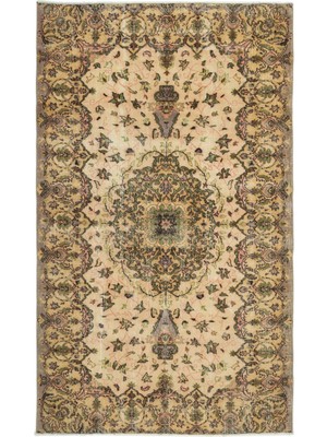 Bespoky 162x276 cm El Dokuma Bej Yün Halı | El Yapımı Klasik Salon Halısı | %100 Doğal Yün | UNİQUE-17486