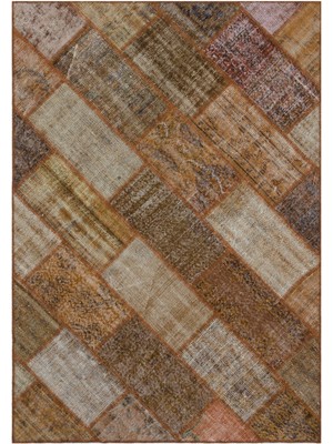 Iskece Kahverengi Eskitme Etnik Modern Desenli Yün Hav Toz Vermez Leke Tutmayan Salon Yolluk Mutfak El Dokuma Halı