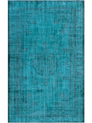Bespoky 182x295 cm Çok Renkli Turkuaz Oryantal Vintage Medalyonlu Halı | Salon Yatak Odası Halısı | UNİQUE-24179