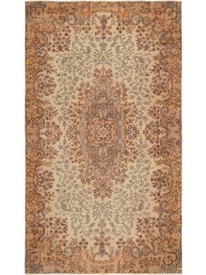 Bespoky 164x290 cm Bej Krem Oryantal Klasik Medalyon Halı | Salon Yatak Odası Halısı | UNİQUE-18981