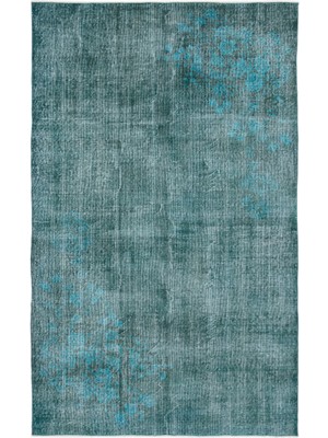 Bespoky 168x275 cm Kahverengi Petrol Yeşili Eskitme Vintage Soyut Bitkisel Halı | Salon Yatak Odası Halısı | UNİQUE-13605