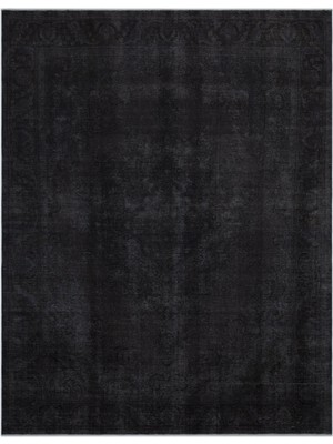 Bespoky 290x377 cm Bej Siyah Geleneksel Vintage Bitkisel Halı | Salon Yatak Odası Halısı | UNİQUE-24519